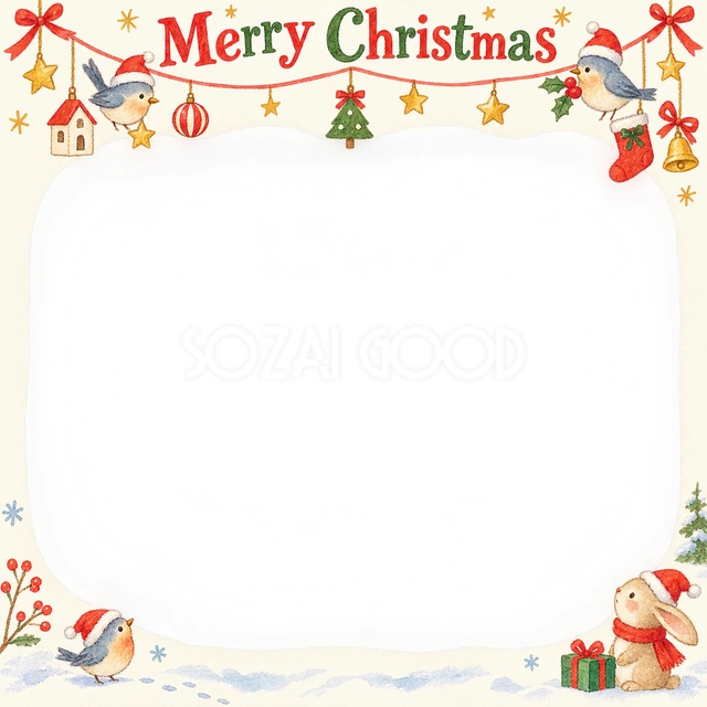 冬の小鳥のクリスマスイラスト