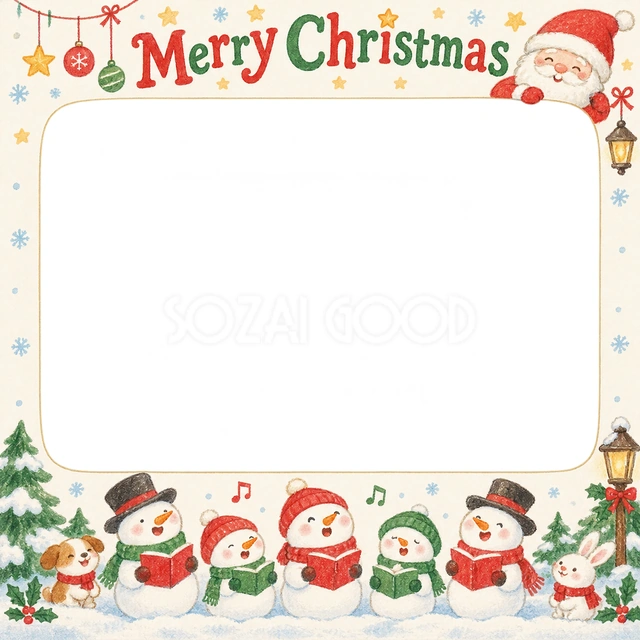 雪だるまの合唱のクリスマスイラスト