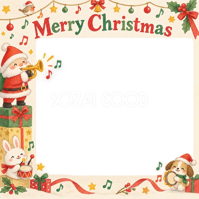 楽器のお祝いのクリスマスイラスト