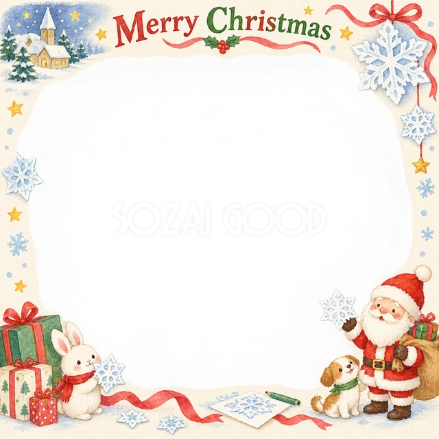 紙の雪結晶のクリスマスイラスト