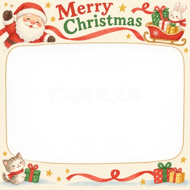 プレゼントのそりのクリスマスイラスト