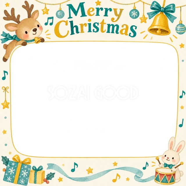 トナカイとベルのクリスマスイラスト