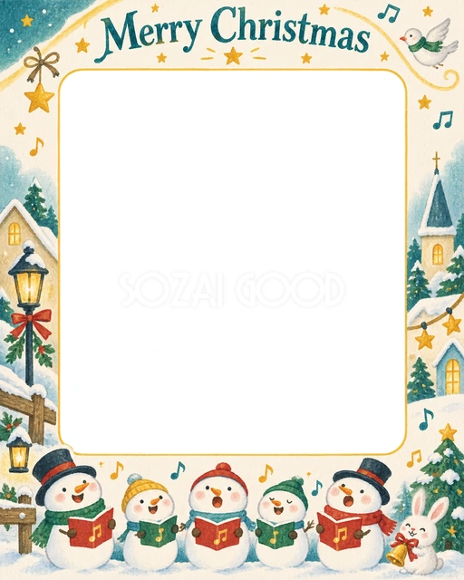 雪だるまの合唱のクリスマスイラスト