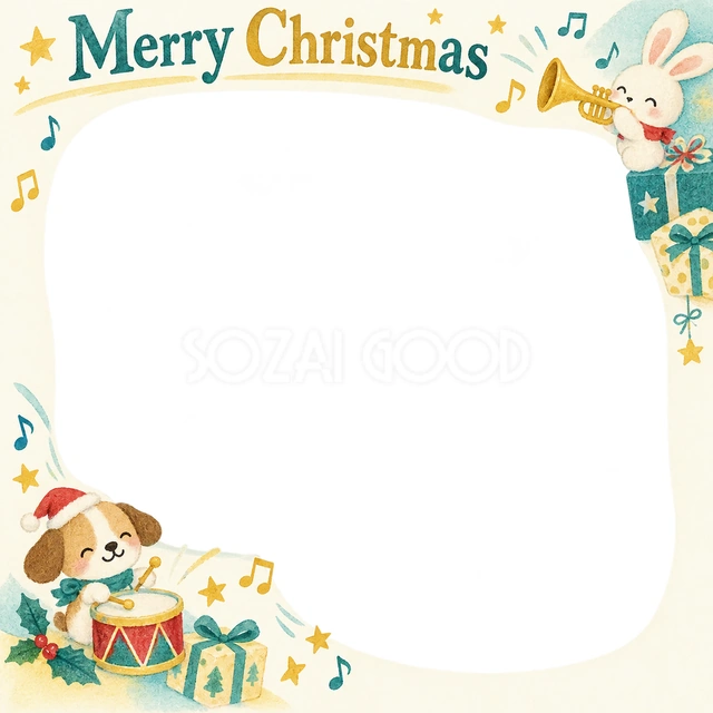 楽器のお祝いのクリスマスイラスト