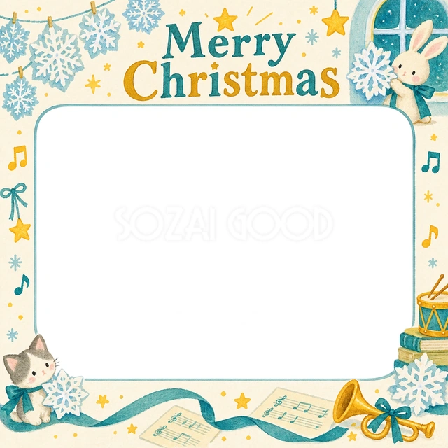紙の雪結晶のクリスマスイラスト
