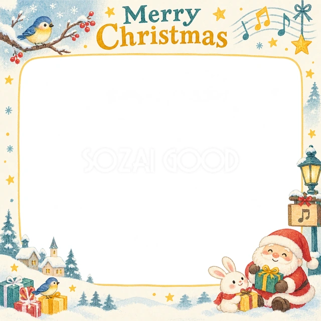 冬の小鳥のクリスマスイラスト