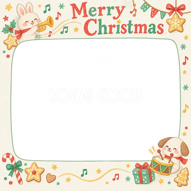 楽器のお祝いのクリスマスイラスト