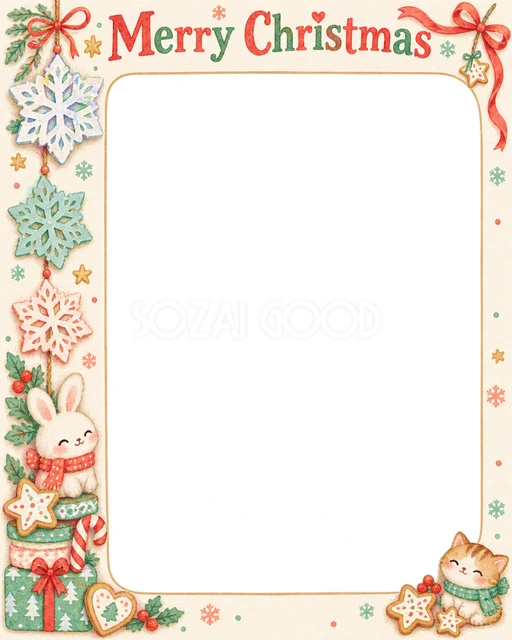 紙の雪結晶のクリスマスイラスト