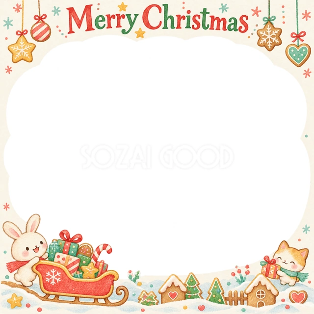 プレゼントのそりのクリスマスイラスト