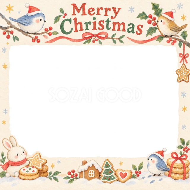 冬の小鳥のクリスマスイラスト
