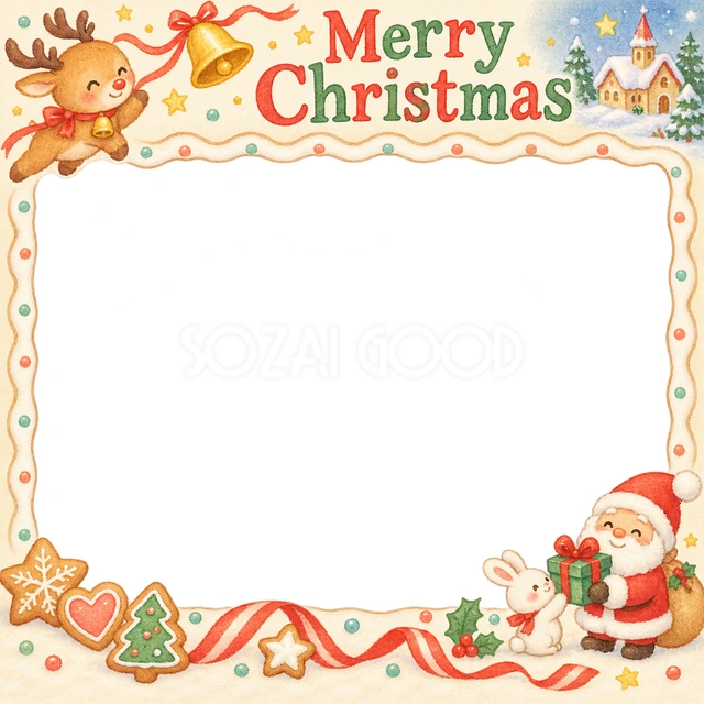トナカイとベルのクリスマスイラスト