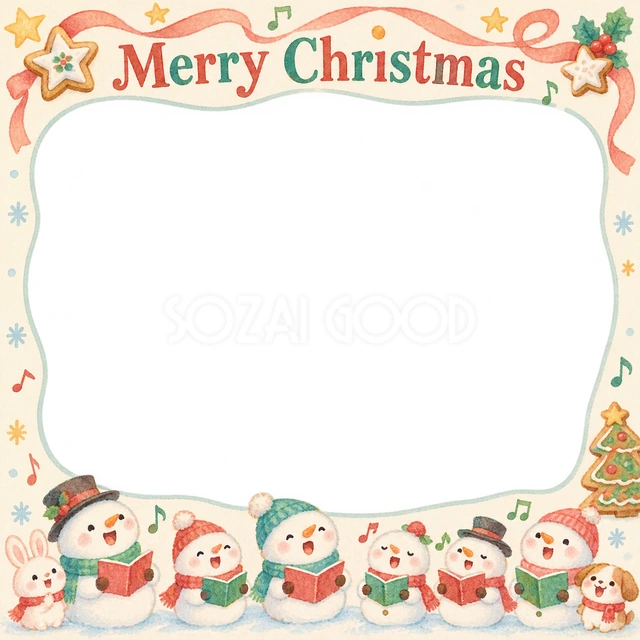 雪だるまの合唱のクリスマスイラスト