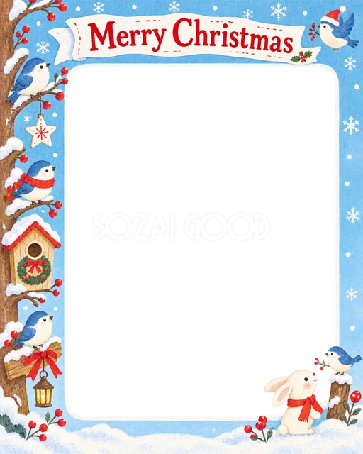 冬の小鳥のクリスマスイラスト