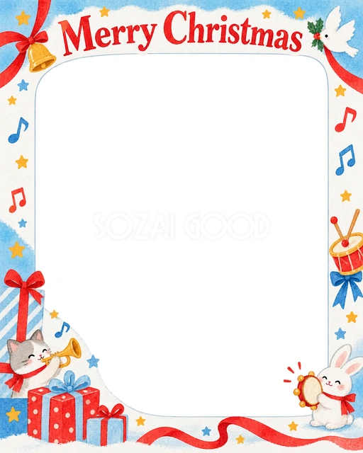 楽器のお祝いのクリスマスイラスト
