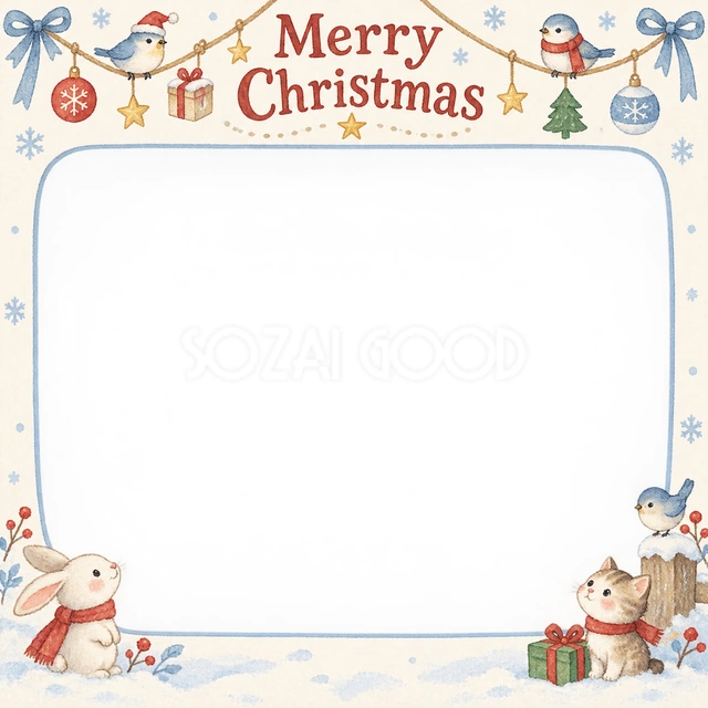 冬の小鳥のクリスマスイラスト