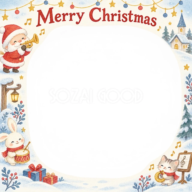 楽器のお祝いのクリスマスイラスト