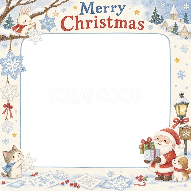 紙の雪結晶のクリスマスイラスト