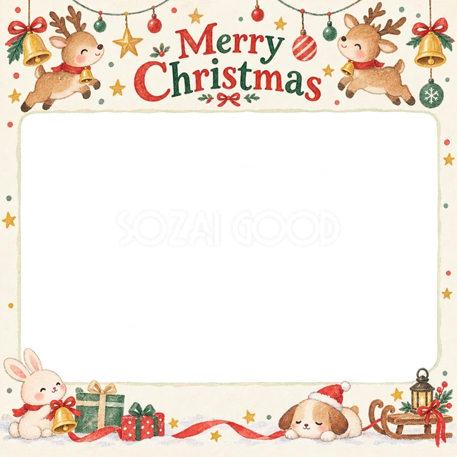 トナカイとベルのクリスマスイラスト