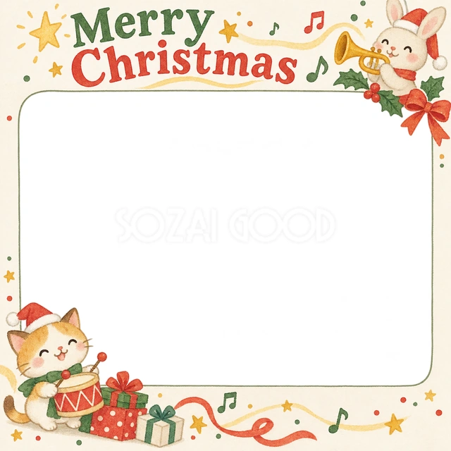 楽器のお祝いのクリスマスイラスト