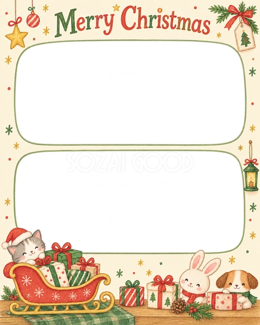 プレゼントのそりのクリスマスイラスト
