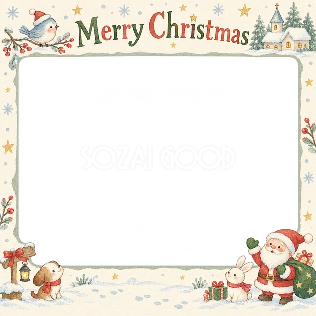 冬の小鳥のクリスマスイラスト
