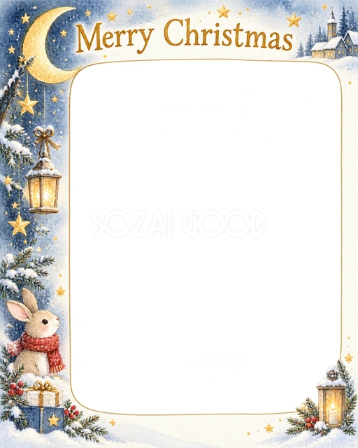 三日月と星のクリスマスイラスト