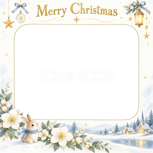 白い花のクリスマスイラスト