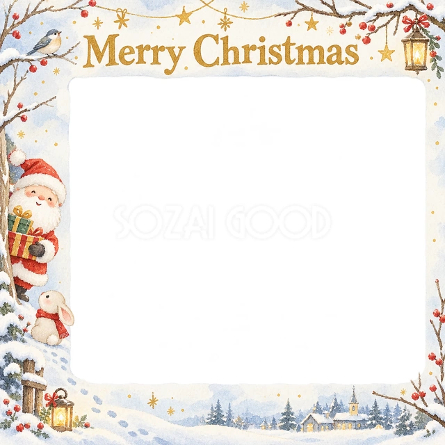 冬の枝のクリスマスイラスト