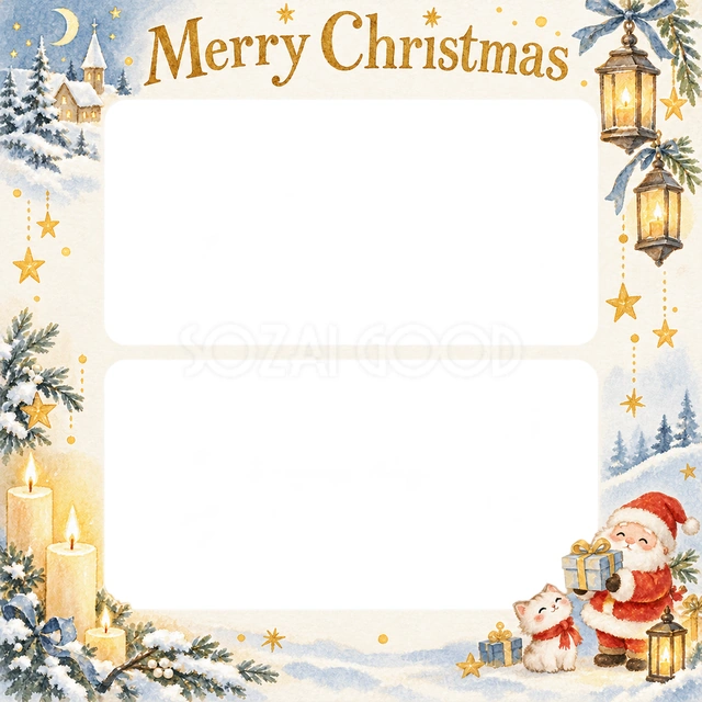 キャンドルの光のクリスマスイラスト