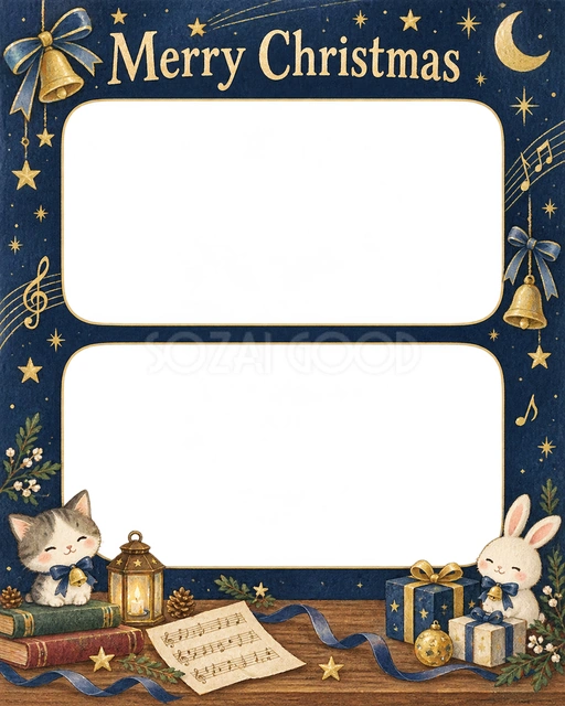 音楽とベルのクリスマスイラスト