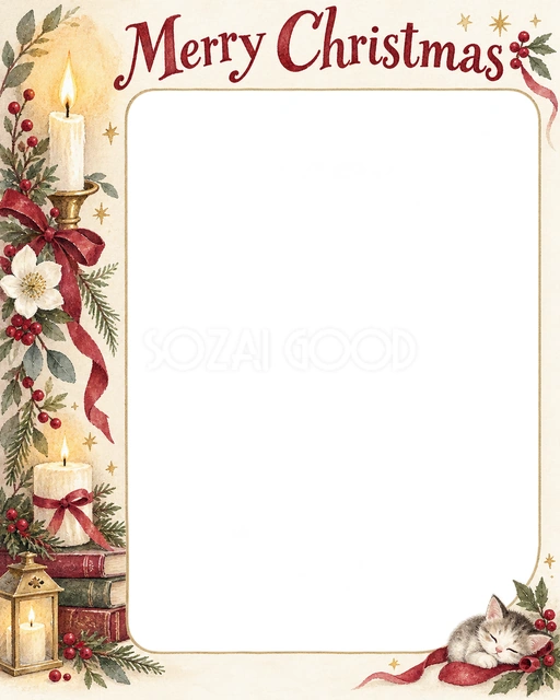 キャンドルの光のクリスマスイラスト