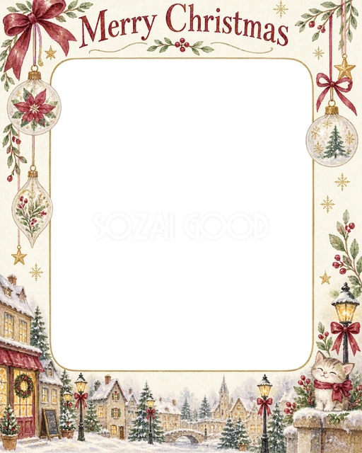 ガラスの飾りのクリスマスイラスト