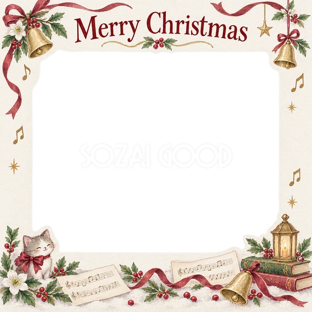 音楽とベルのクリスマスイラスト