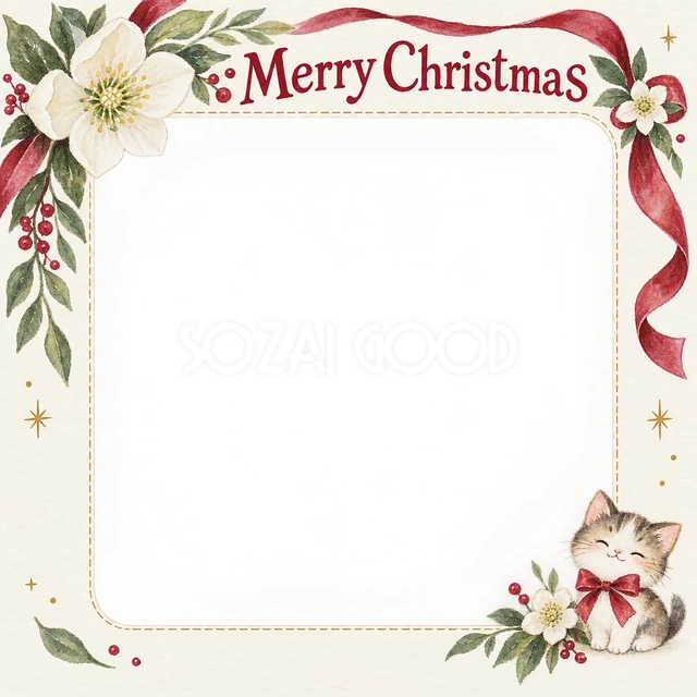 白い花のクリスマスイラスト