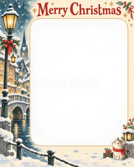 雪の橋のクリスマスイラスト