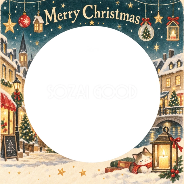 キャンドルの光のクリスマスイラスト