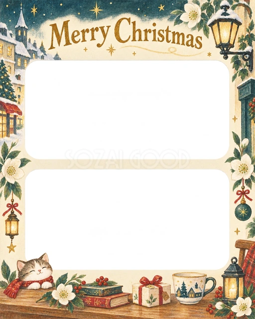 白い花のクリスマスイラスト