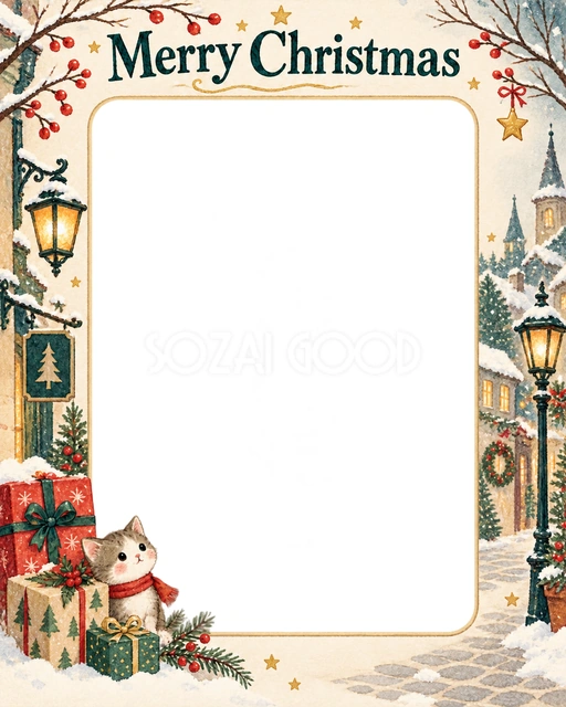 冬の枝のクリスマスイラスト