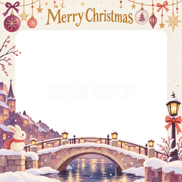 雪の橋のクリスマスイラスト