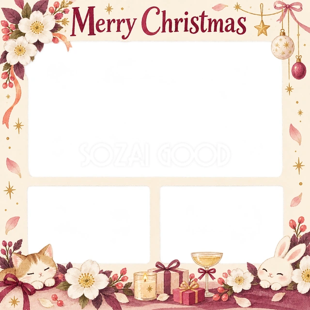 白い花のクリスマスイラスト