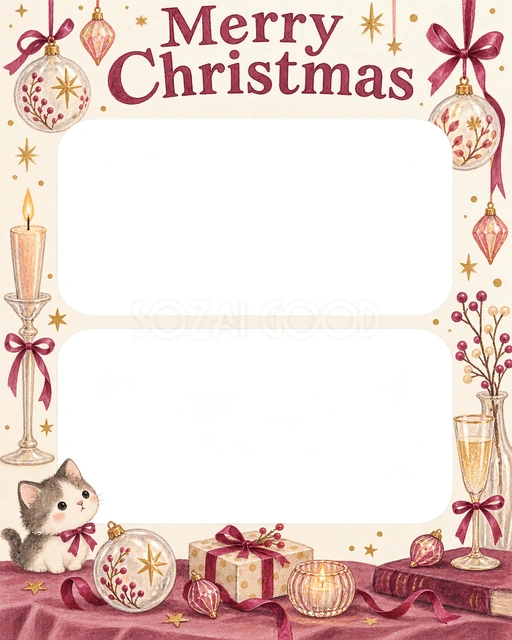 ガラスの飾りのクリスマスイラスト