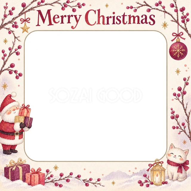 冬の枝のクリスマスイラスト
