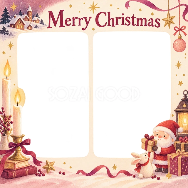 キャンドルの光のクリスマスイラスト