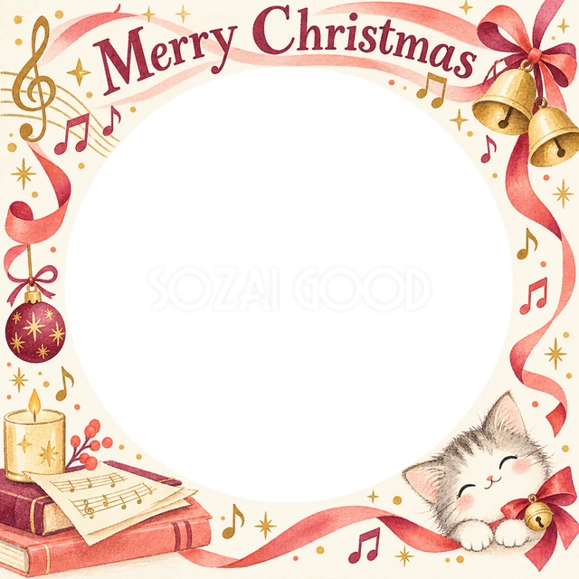 音楽とベルのクリスマスイラスト