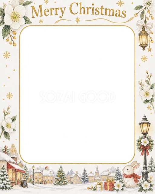 白い花のクリスマスイラスト