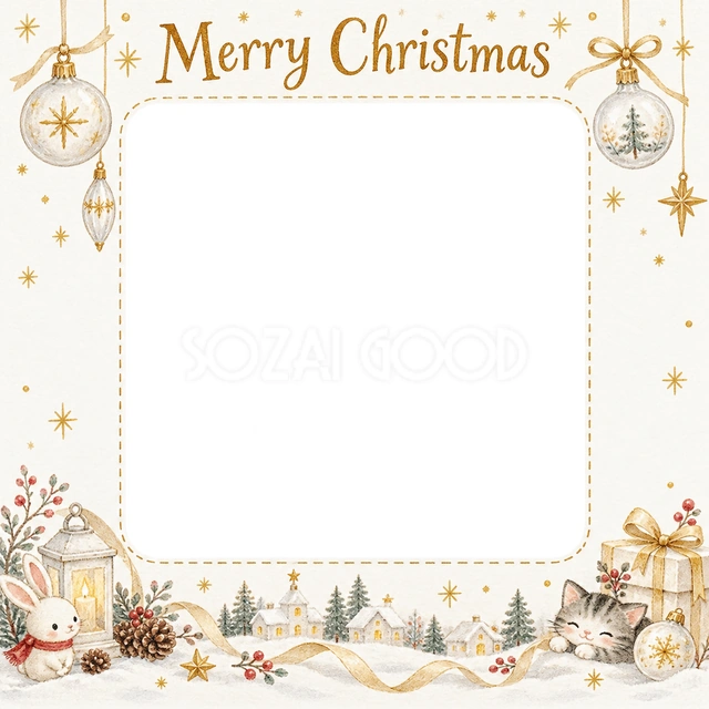 ガラスの飾りのクリスマスイラスト