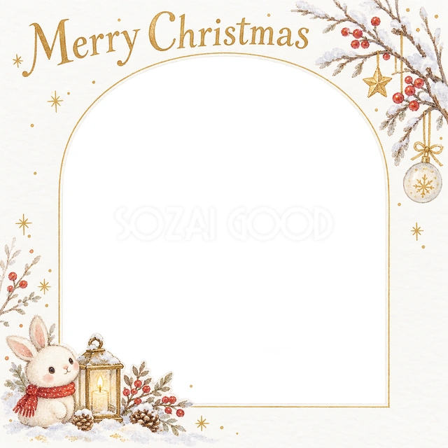 冬の枝のクリスマスイラスト