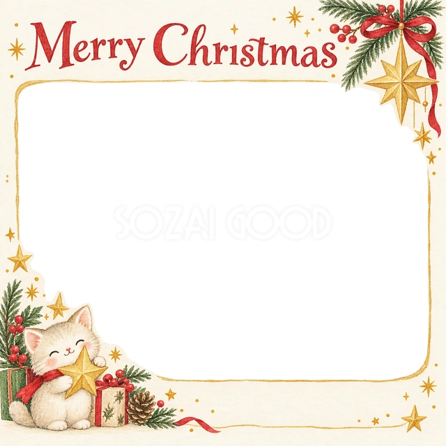 金の星のクリスマスイラスト