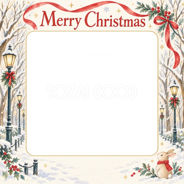 冬の並木のクリスマスイラスト