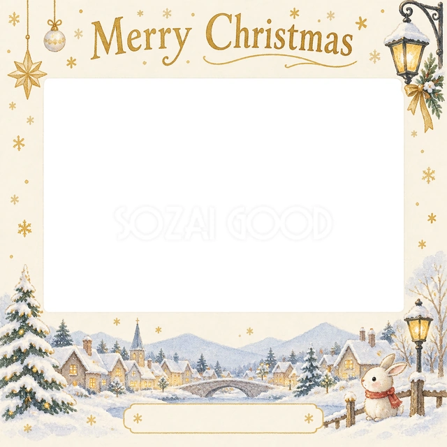 雪の街並みのクリスマスイラスト